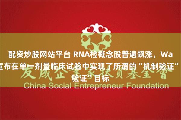 配资炒股网站平台 RNA检概念股普遍飙涨，WaVe宣布在单一剂量临床试验中实现了所谓的“机制验证”目标